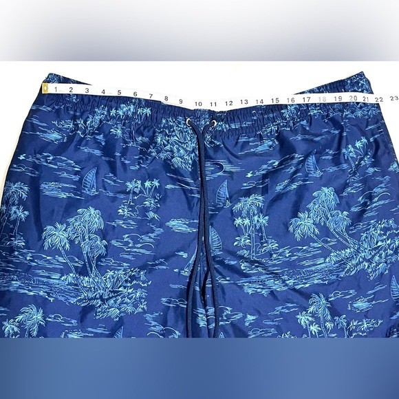 Land’s End Blue Tropical Print Men’s Swim Trunks Pockets Shorts Size 3XL 50-52 - Picture 4 of 16